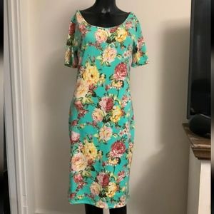 Tam Ware NWT 1XL Floral Print Dress Spring Scoop Neck Short Sleeve Summer